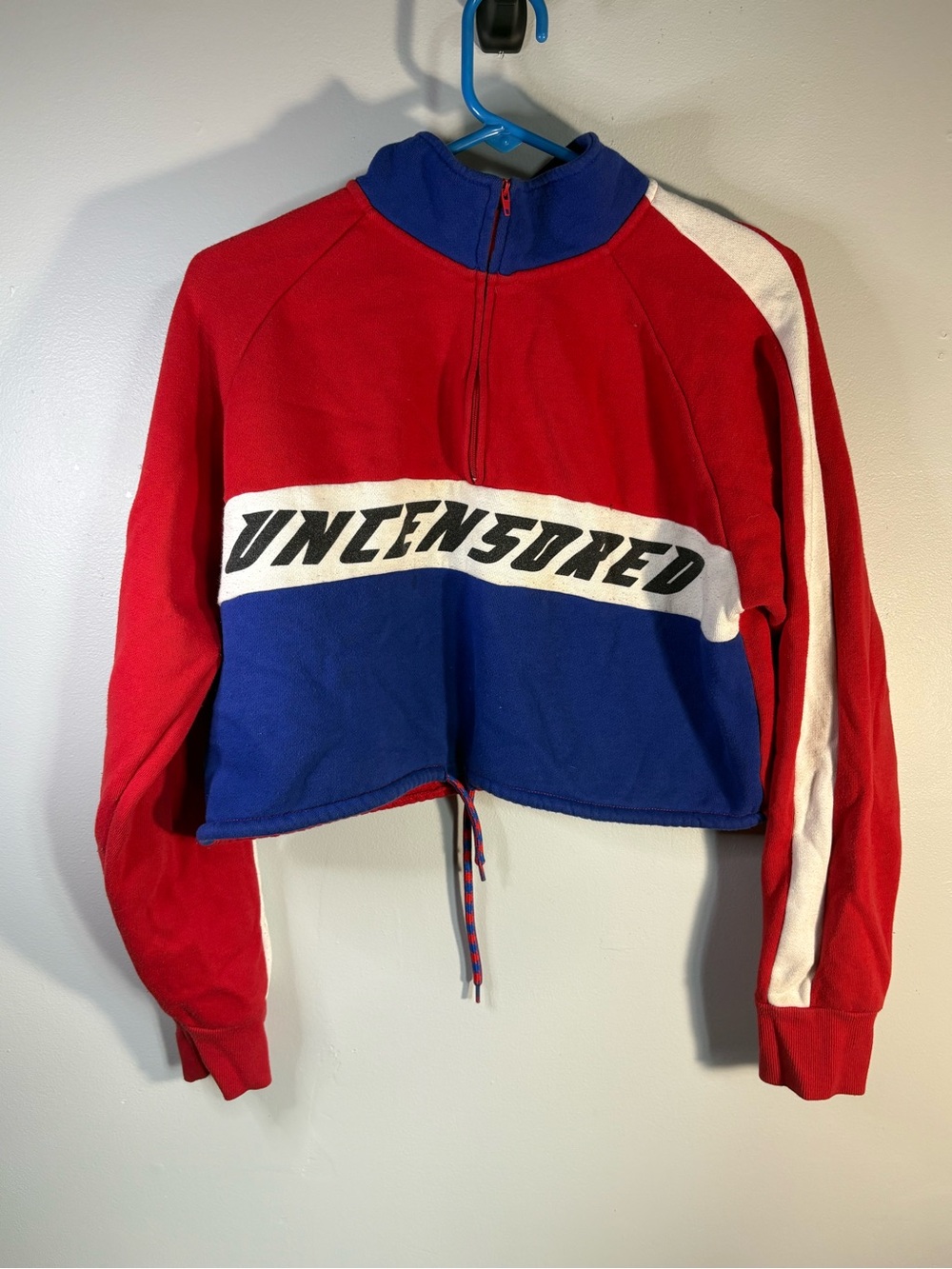 Forever 21 Red, Blue & White Colorblock Half-Zip Sweater
